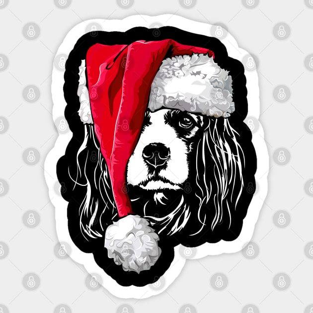 Santa Cavalier King Charles Spaniel Christmas dog mom Sticker by wilsigns